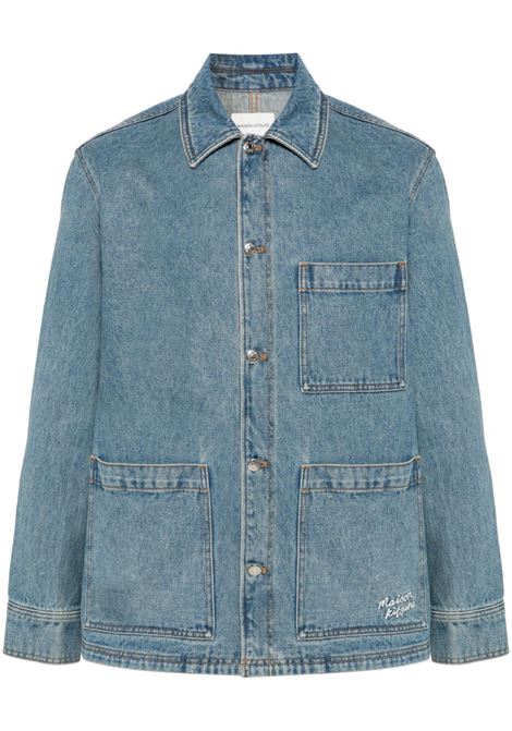 Blue spread-collar denim jacket - men